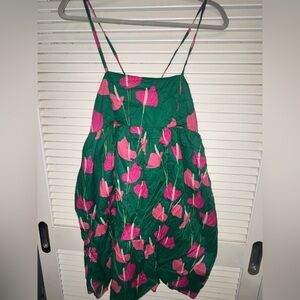 Fighting Eel Green and Pink Floral Dress